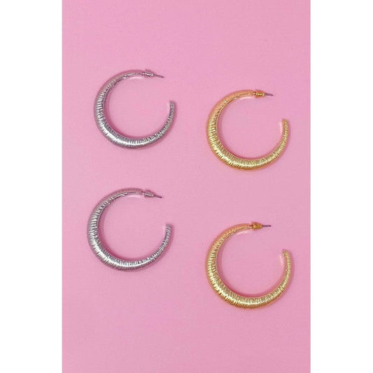 Textured Daily Hoop Earrings - TiffanyzKlozet