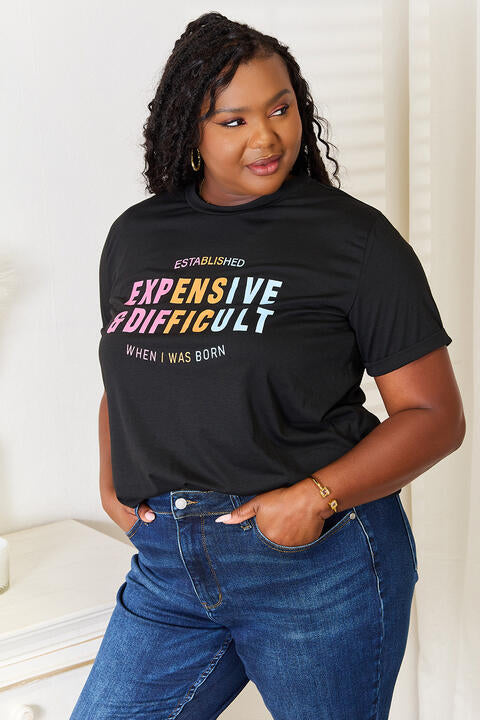 Simply Love Slogan Graphic Cuffed Sleeve T-Shirt - TiffanyzKlozet