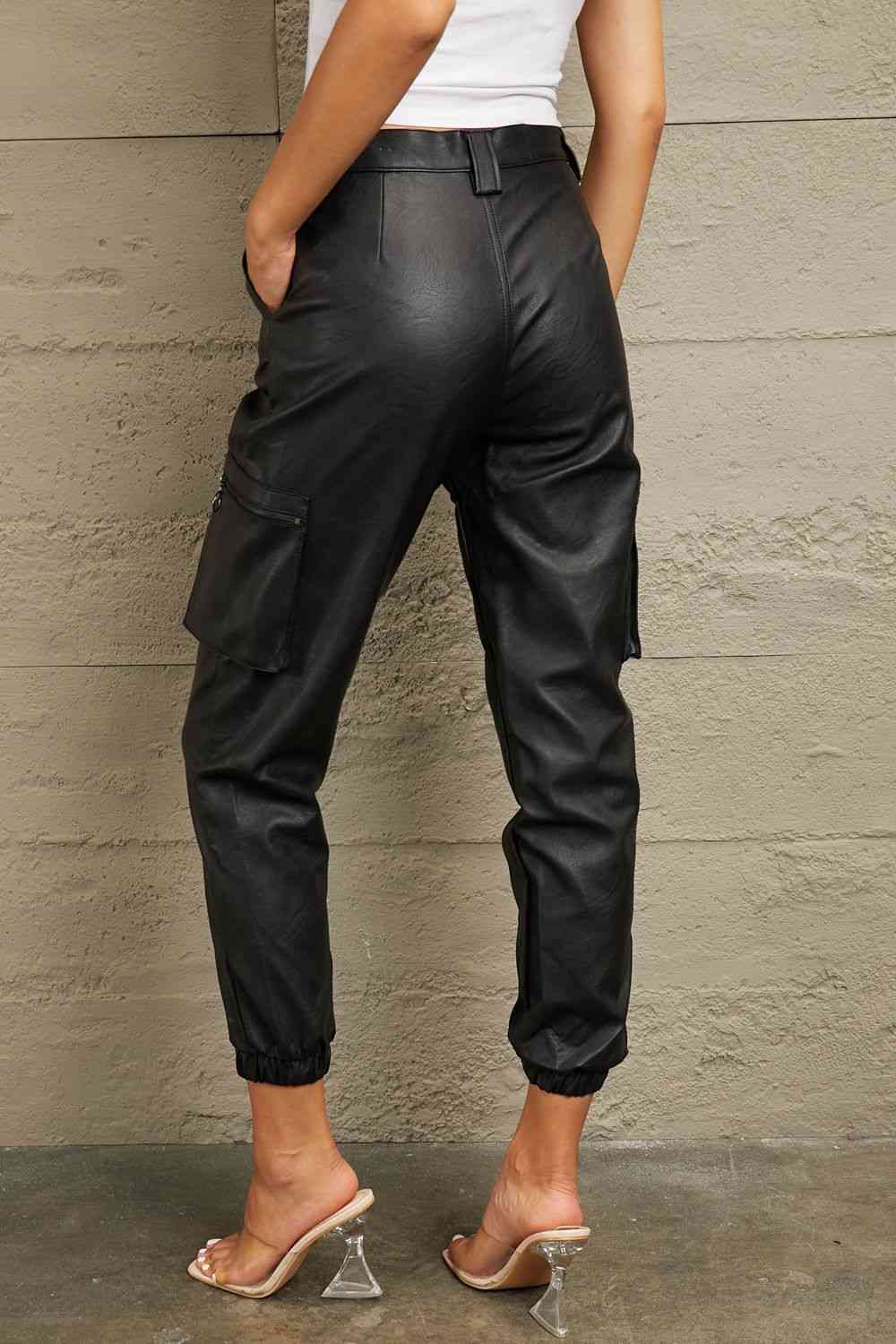 Kancan High Rise Leather Joggers - TiffanyzKlozet