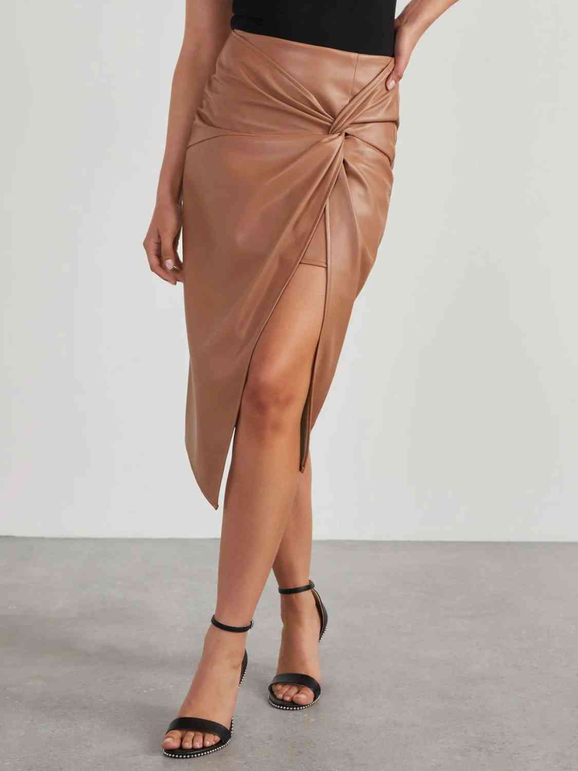 Twist Detail High Waist Skirt - TiffanyzKlozet