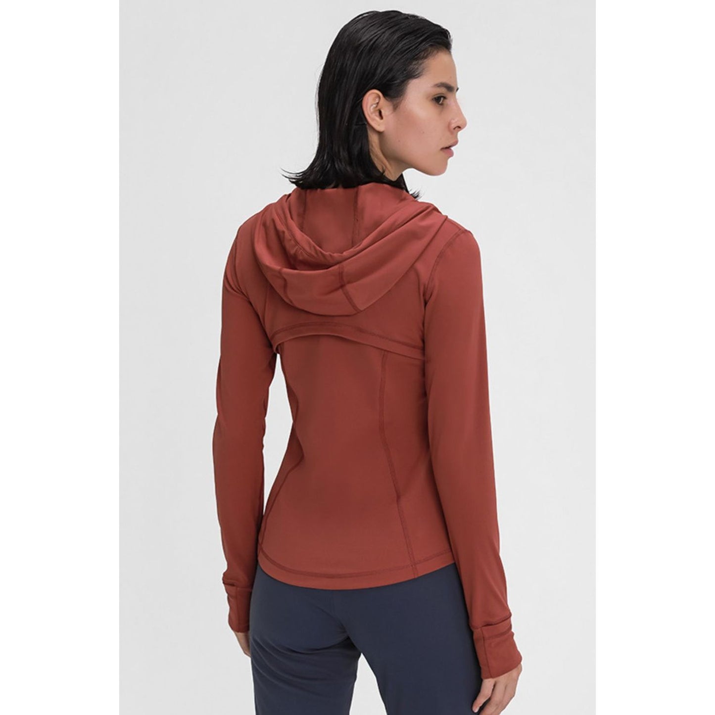 Zip Up Drawstring Detail Hooded Sports Jacket - TiffanyzKlozet