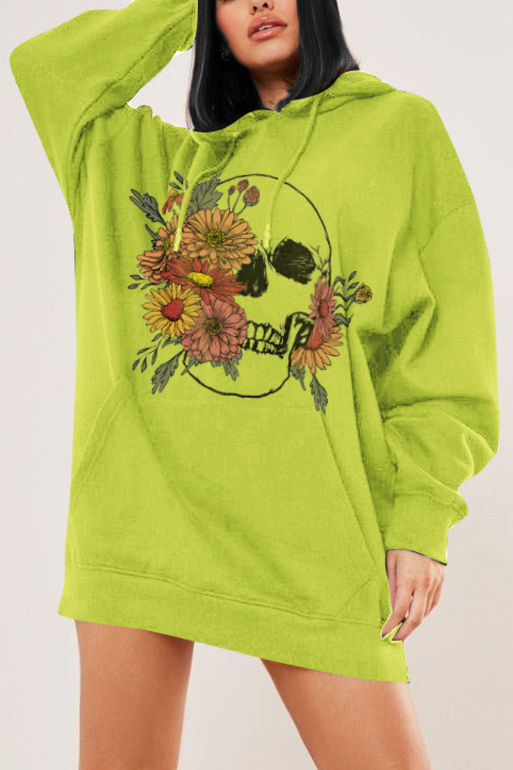 Simply Love Simply Love Full Size Floral Skull Graphic Hoodie - TiffanyzKlozet