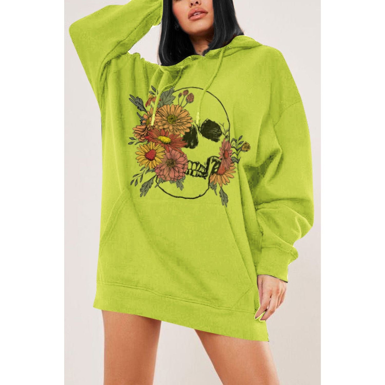 Simply Love Simply Love Full Size Floral Skull Graphic Hoodie - TiffanyzKlozet