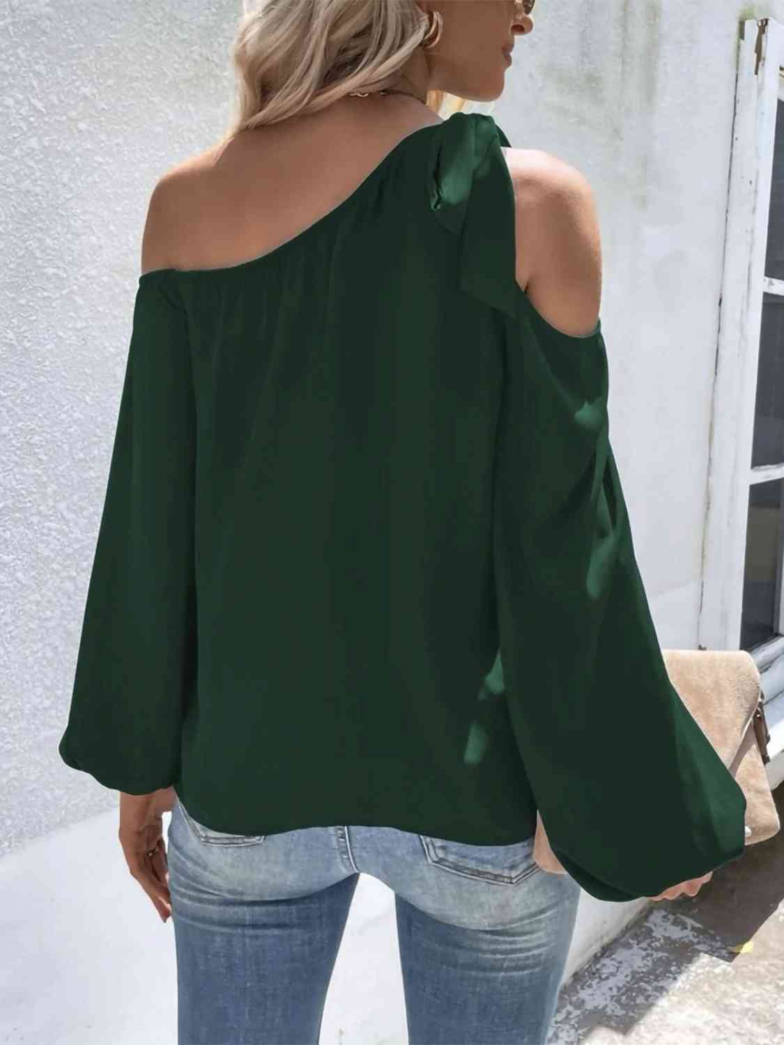 Cold-Shoulder Long Sleeve Blouse - TiffanyzKlozet