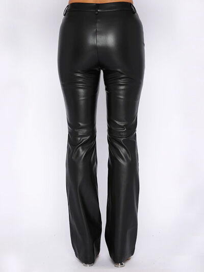 PU Leather High Waist Straight Pants - TiffanyzKlozet