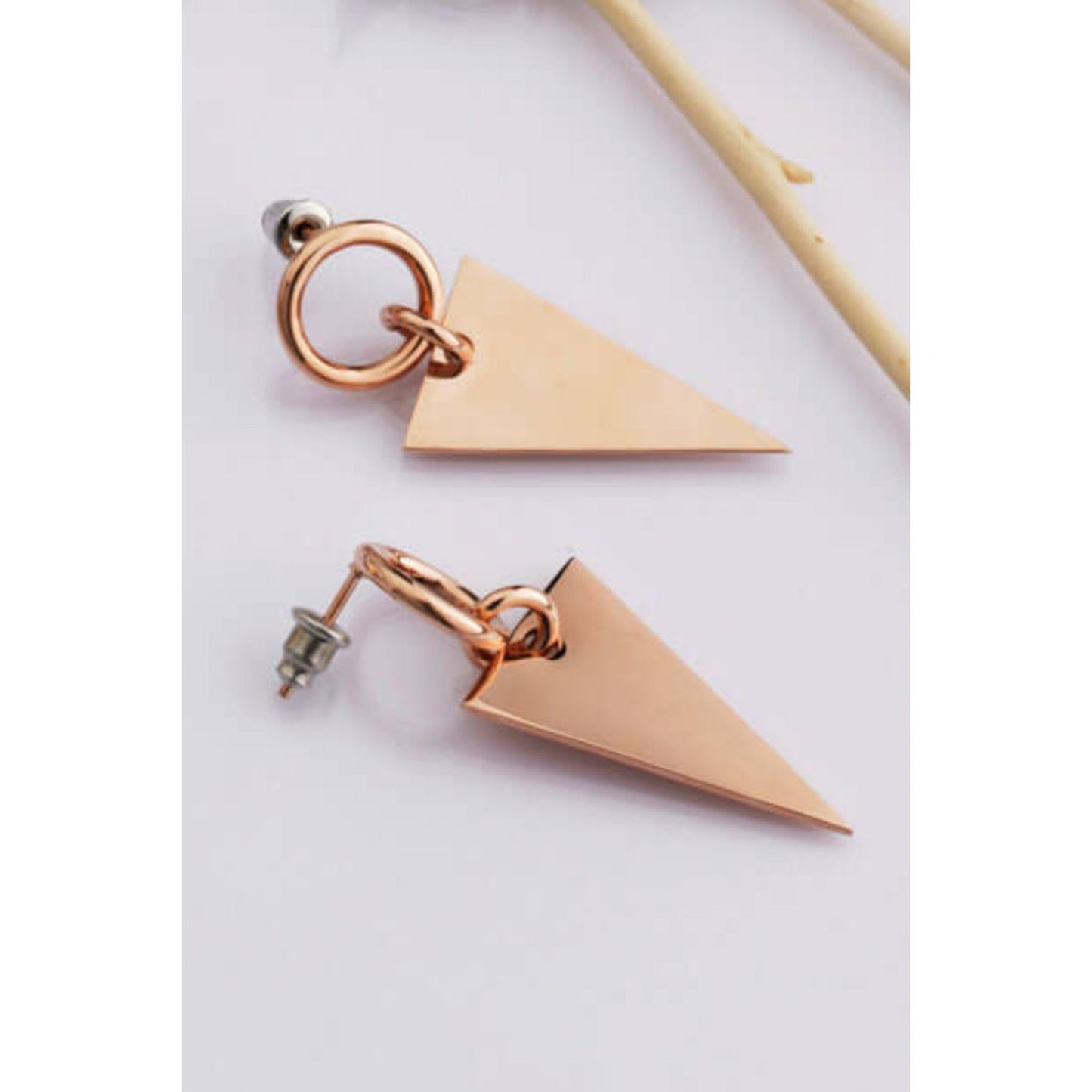 Stainless Steel Triangle Dangle Earrings - TiffanyzKlozet
