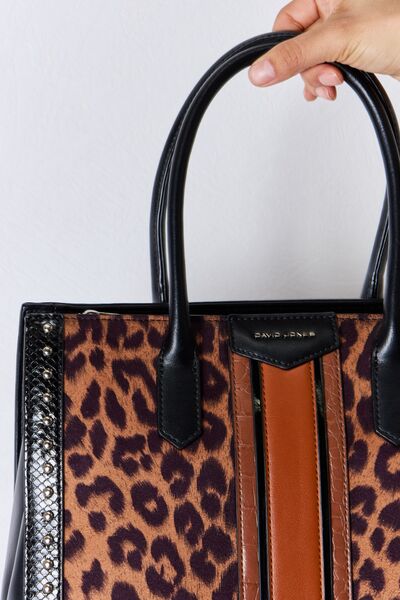 David Jones Leopard Contrast Rivet Handbag - TiffanyzKlozet