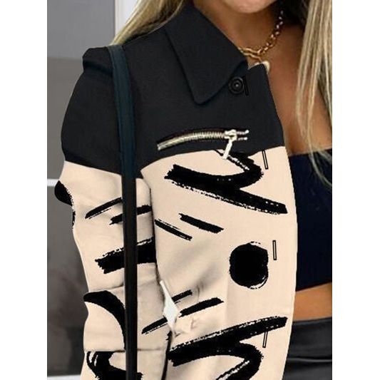 Emily Printed Button Up Zip Detail Shacket - TiffanyzKlozet