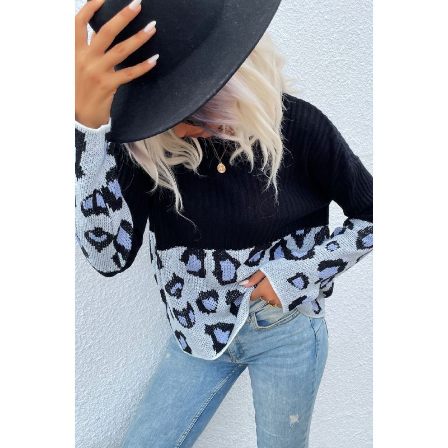 Leopard Color Block Sweater - TiffanyzKlozet