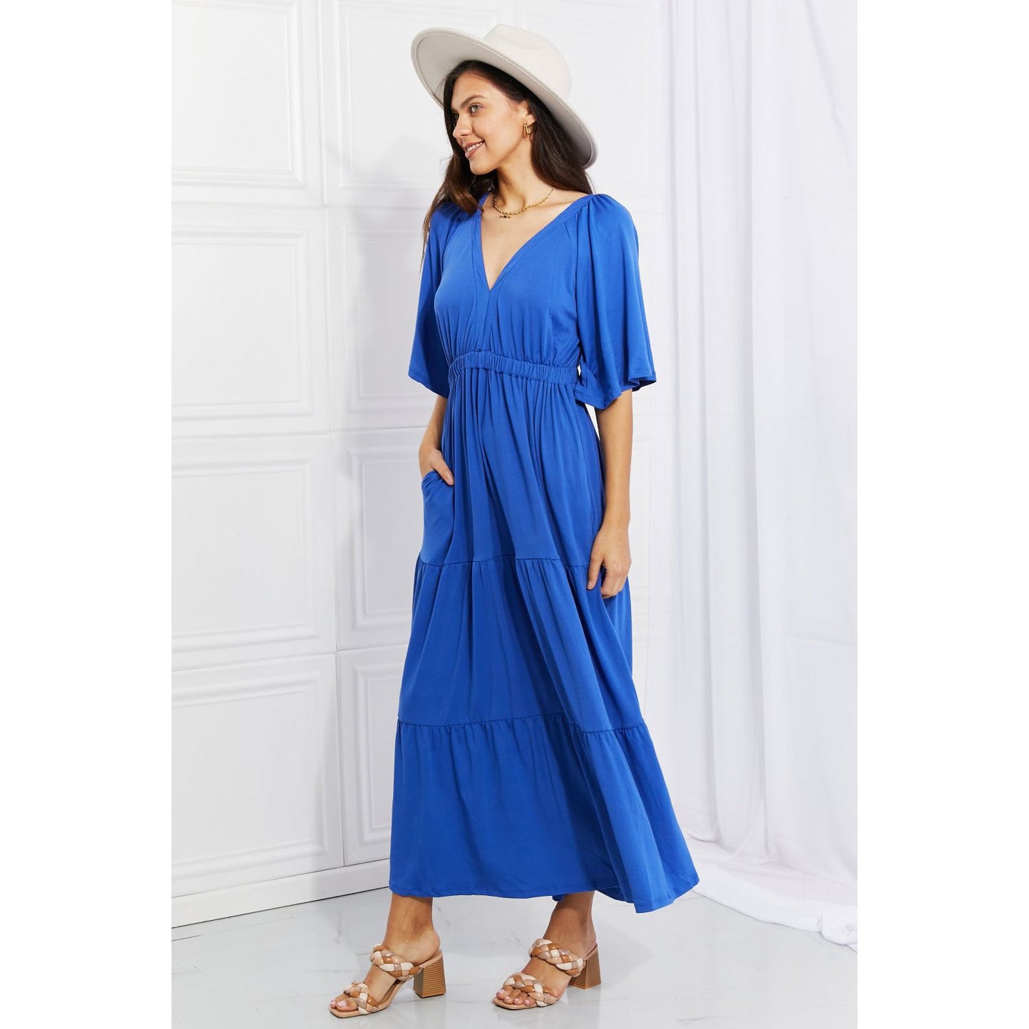 Culture Code Full Size My Muse Flare Sleeve Tiered Maxi Dress - TiffanyzKlozet
