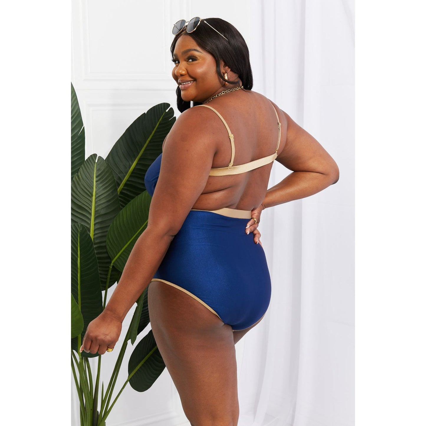 Marina West Swim Wave Break Contrast Trim One-Piece - TiffanyzKlozet