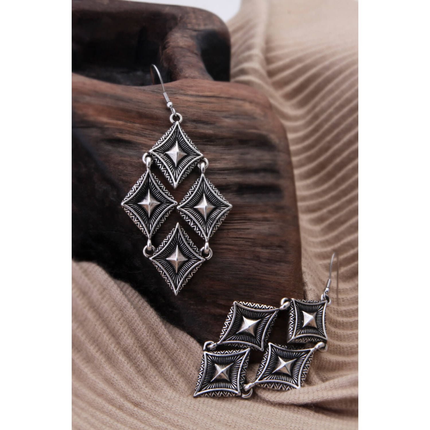 Stainless Steel Geometric Dangle Earrings - TiffanyzKlozet