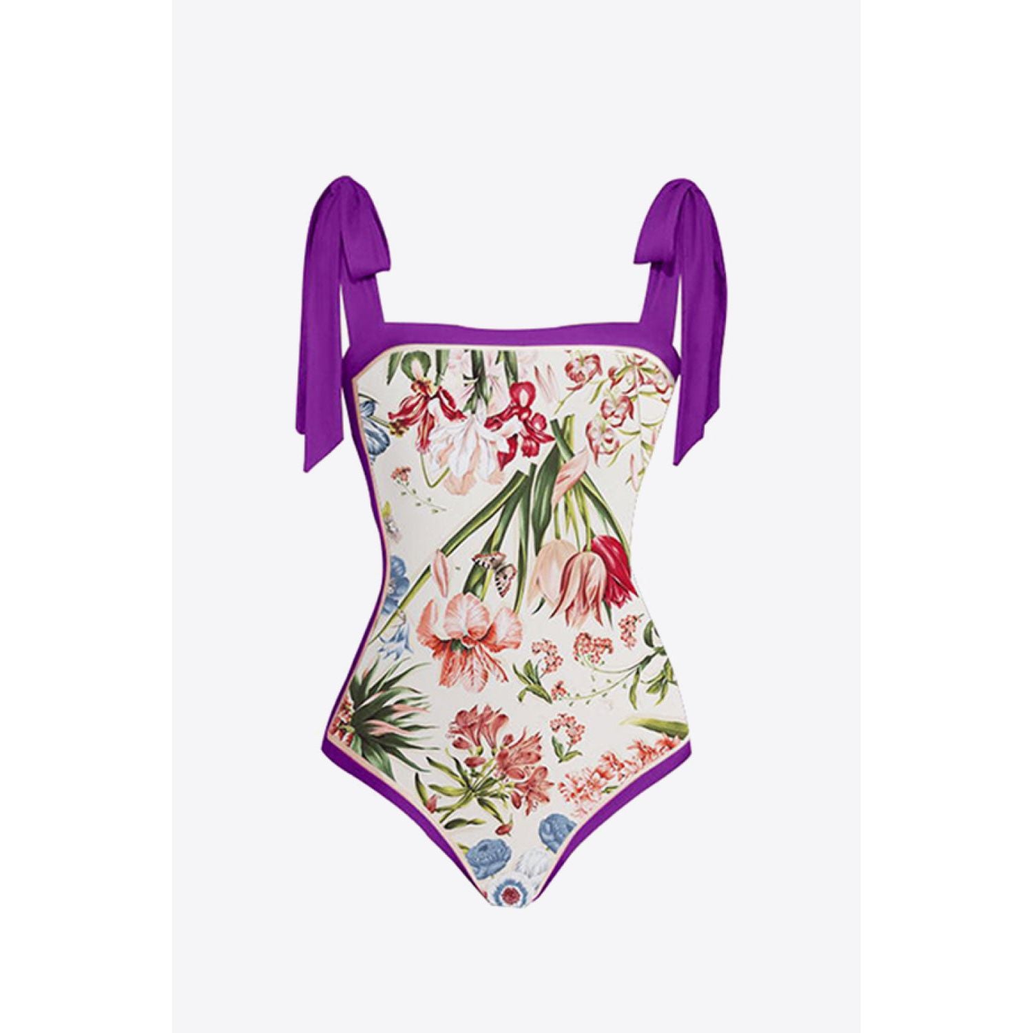 Floral Tie Shoulder Two-Piece Swim Set - TiffanyzKlozet