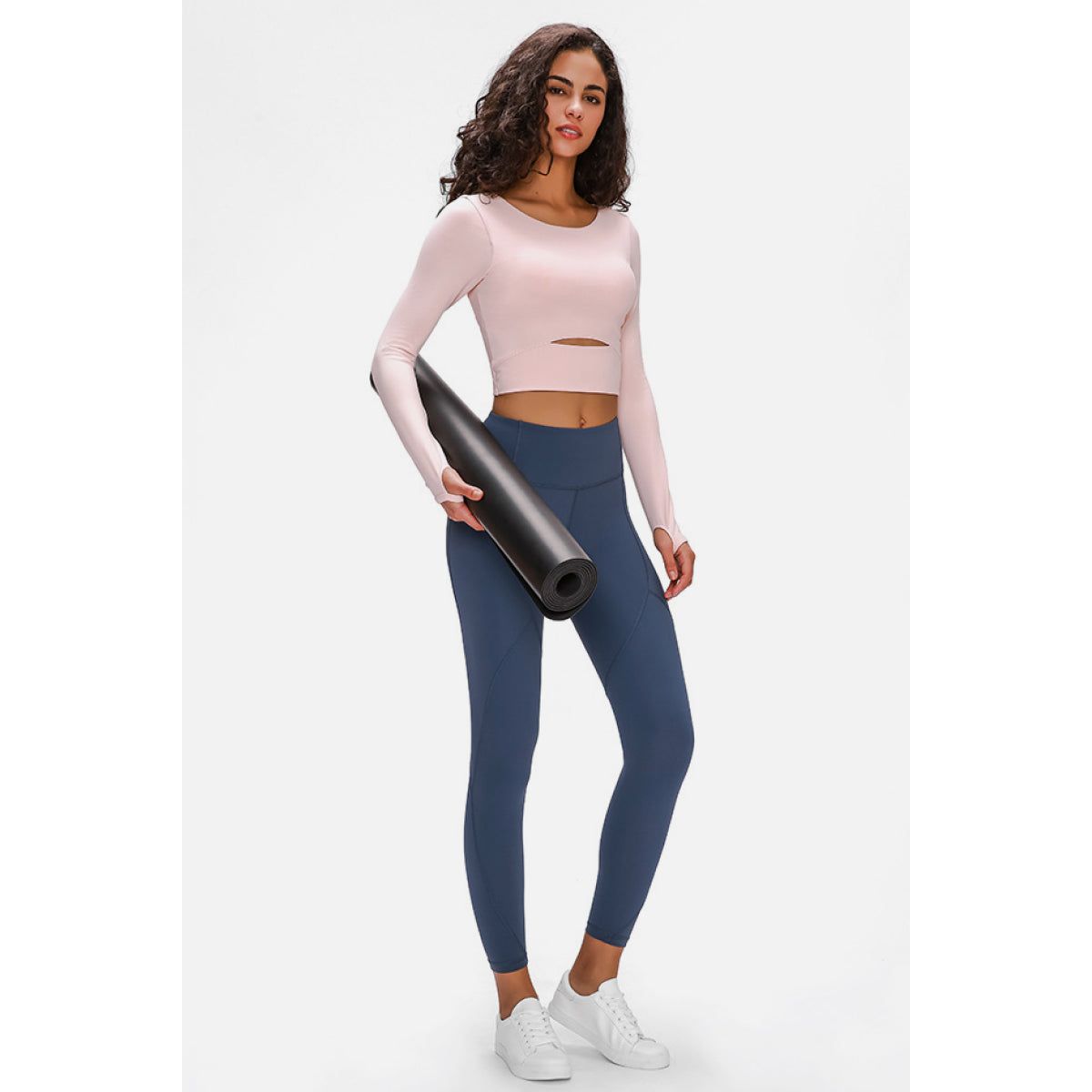 Long Sleeve Cropped Top With Sports Strap - TiffanyzKlozet