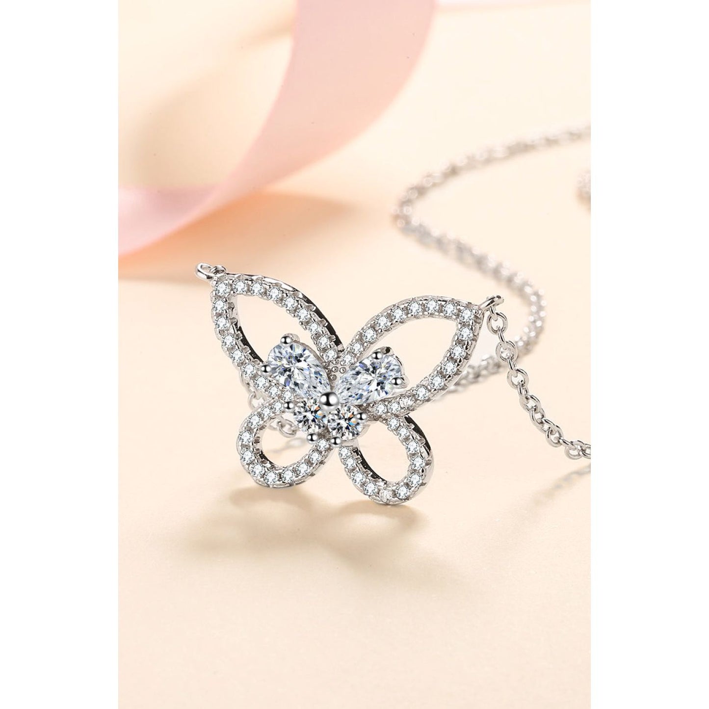 Moissanite Butterfly Pendant Necklace - TiffanyzKlozet
