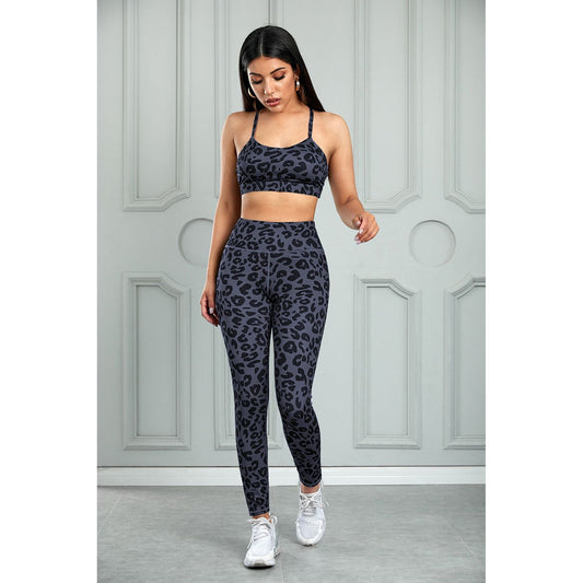 Leopard Cutout Sports Bra and Leggings Set - TiffanyzKlozet