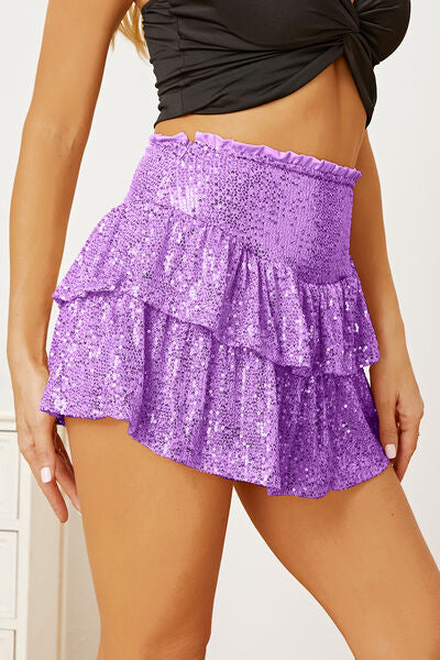 Sequin Layered Mini Skirt - TiffanyzKlozet