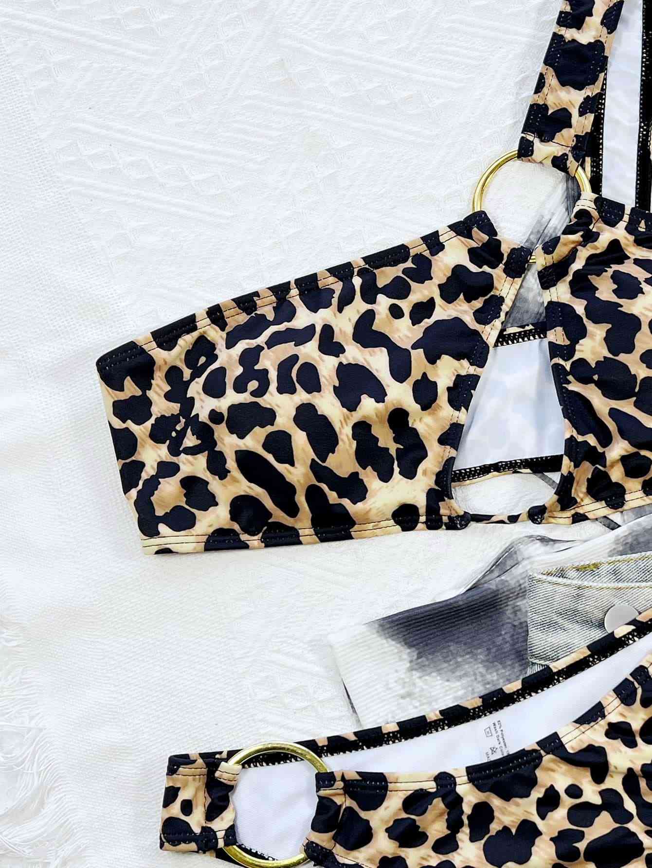 Leopard One-Shoulder Bikini Set - TiffanyzKlozet