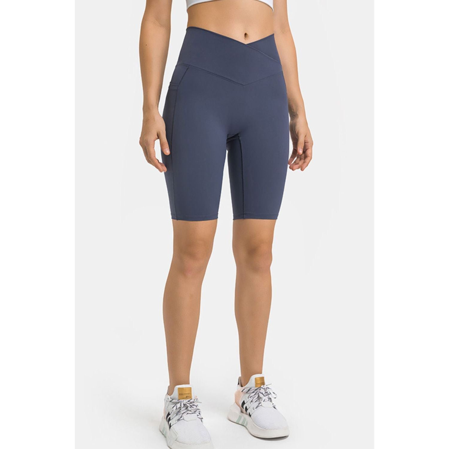 High Waist Biker Shorts with Pockets - TiffanyzKlozet