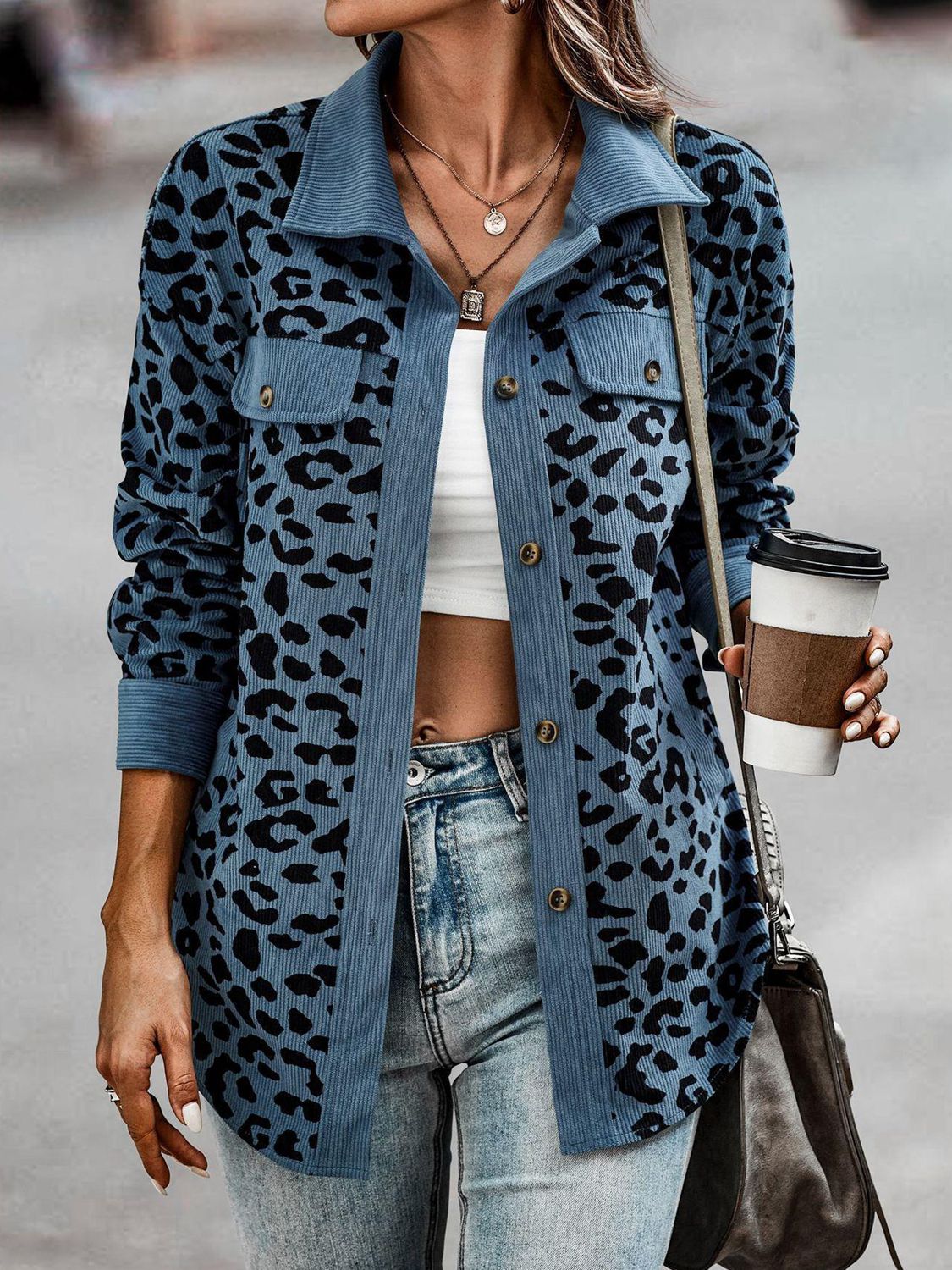 Full Size Leopard Buttoned Jacket - TiffanyzKlozet