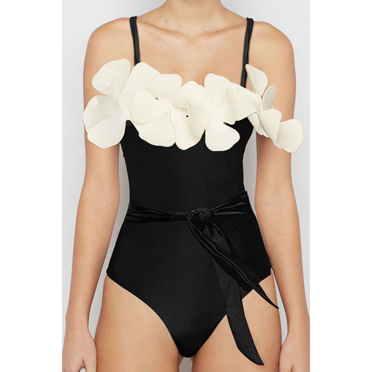 Contrast Flower Detail One-Piece Swimsuit - TiffanyzKlozet