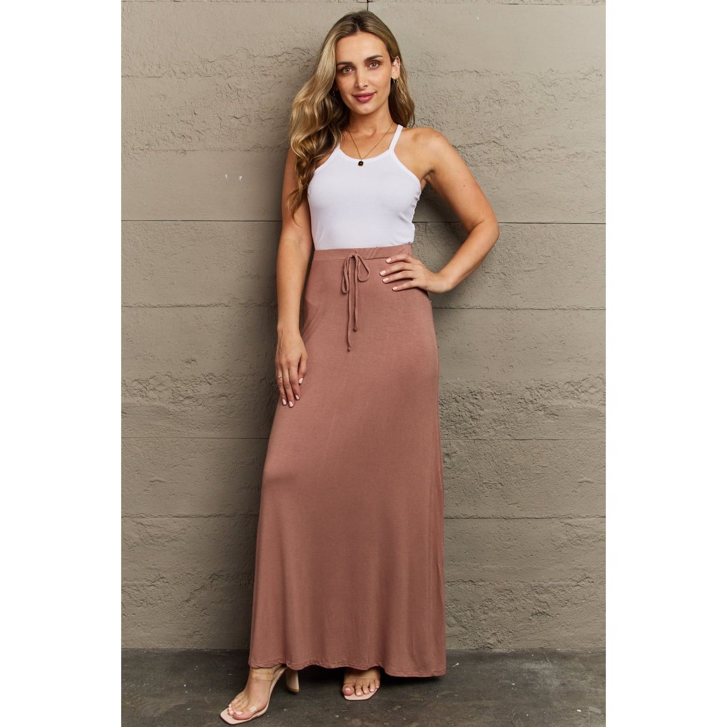 Culture Code For The Day Full Size Flare Maxi Skirt in Chocolate - TiffanyzKlozet