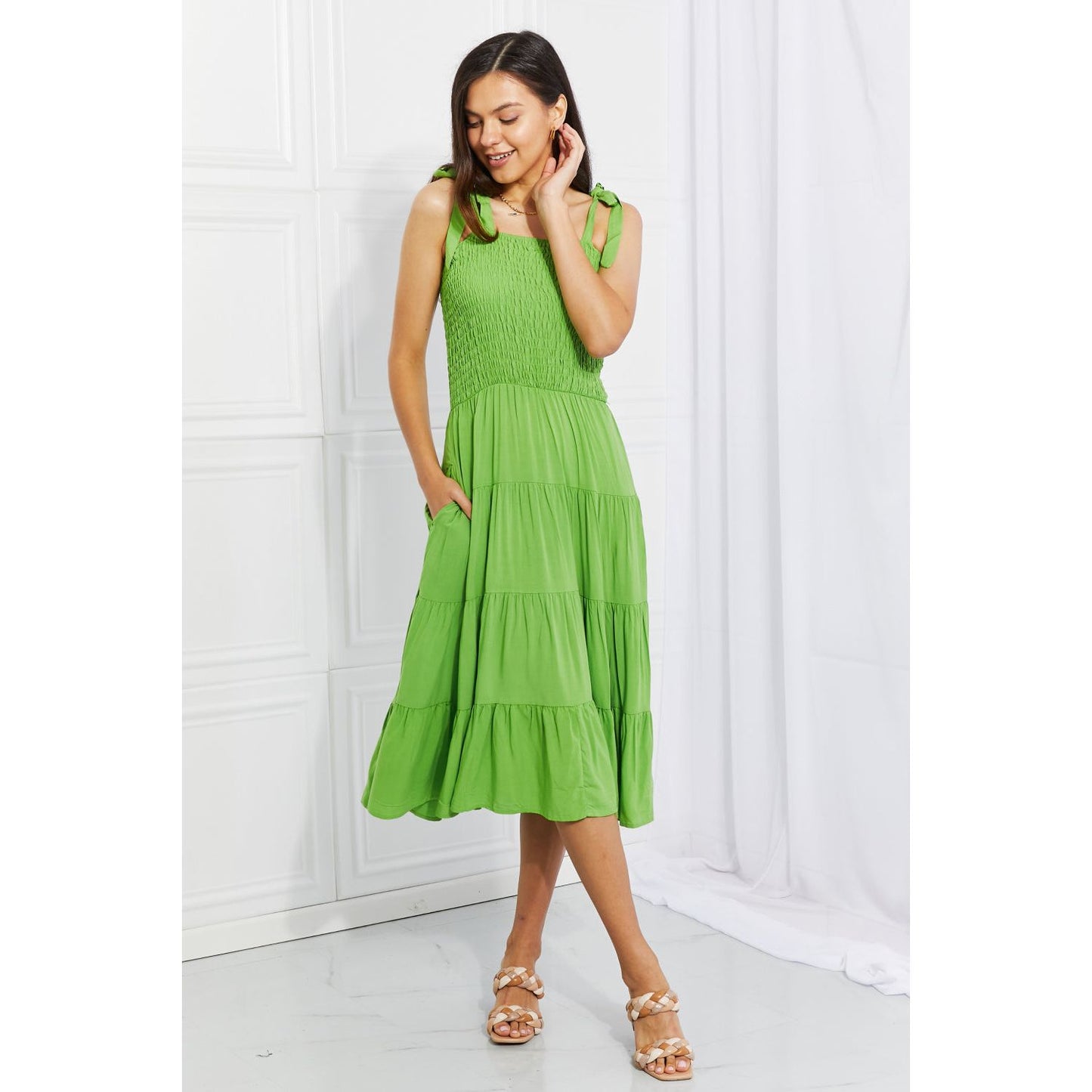 Culture Code Full Size Summer Solstice Smocked Tiered Dress - TiffanyzKlozet
