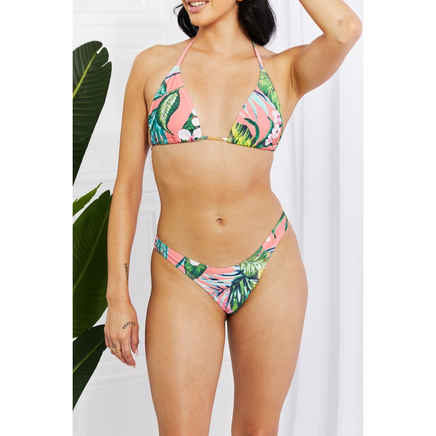 Marina West Swim Paradise Awaits Triangle Bikini and Sarong Set - TiffanyzKlozet