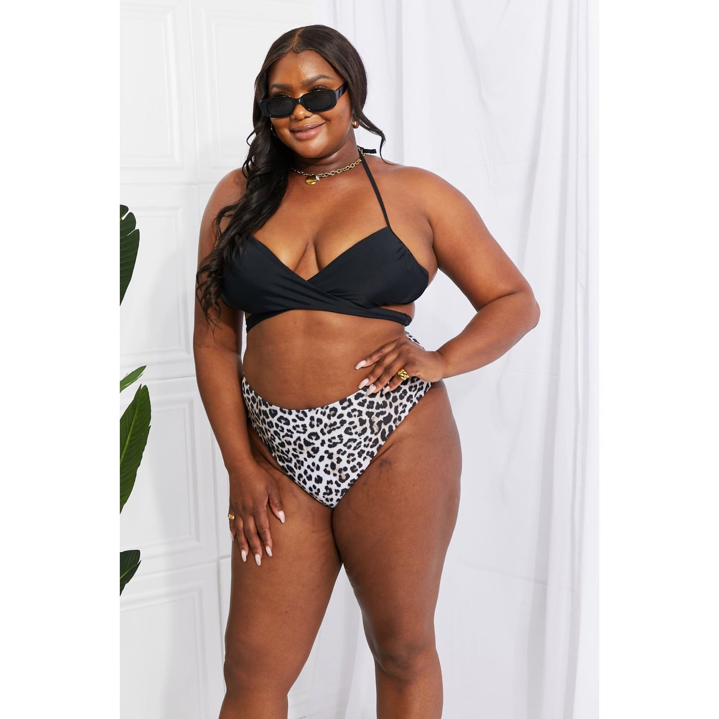 Marina West Swim Summer Splash Halter Bikini Set in Black - TiffanyzKlozet