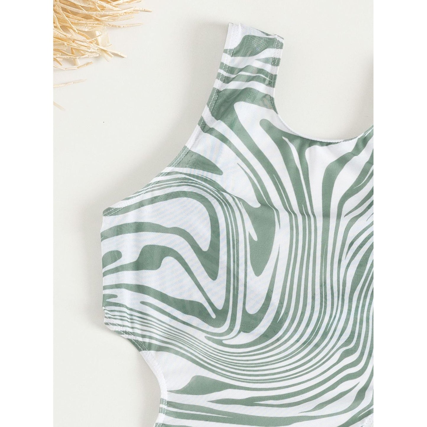 Abstract Print Tie Back Three-Piece Swim Set - TiffanyzKlozet