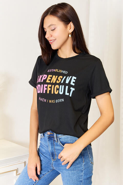 Simply Love Slogan Graphic Cuffed Sleeve T-Shirt - TiffanyzKlozet