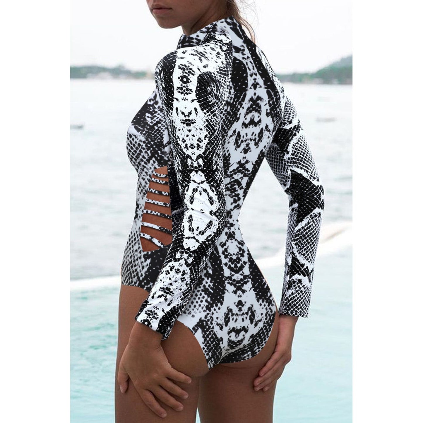 Animal Print Zipper Cut-Out Wetsuit - TiffanyzKlozet