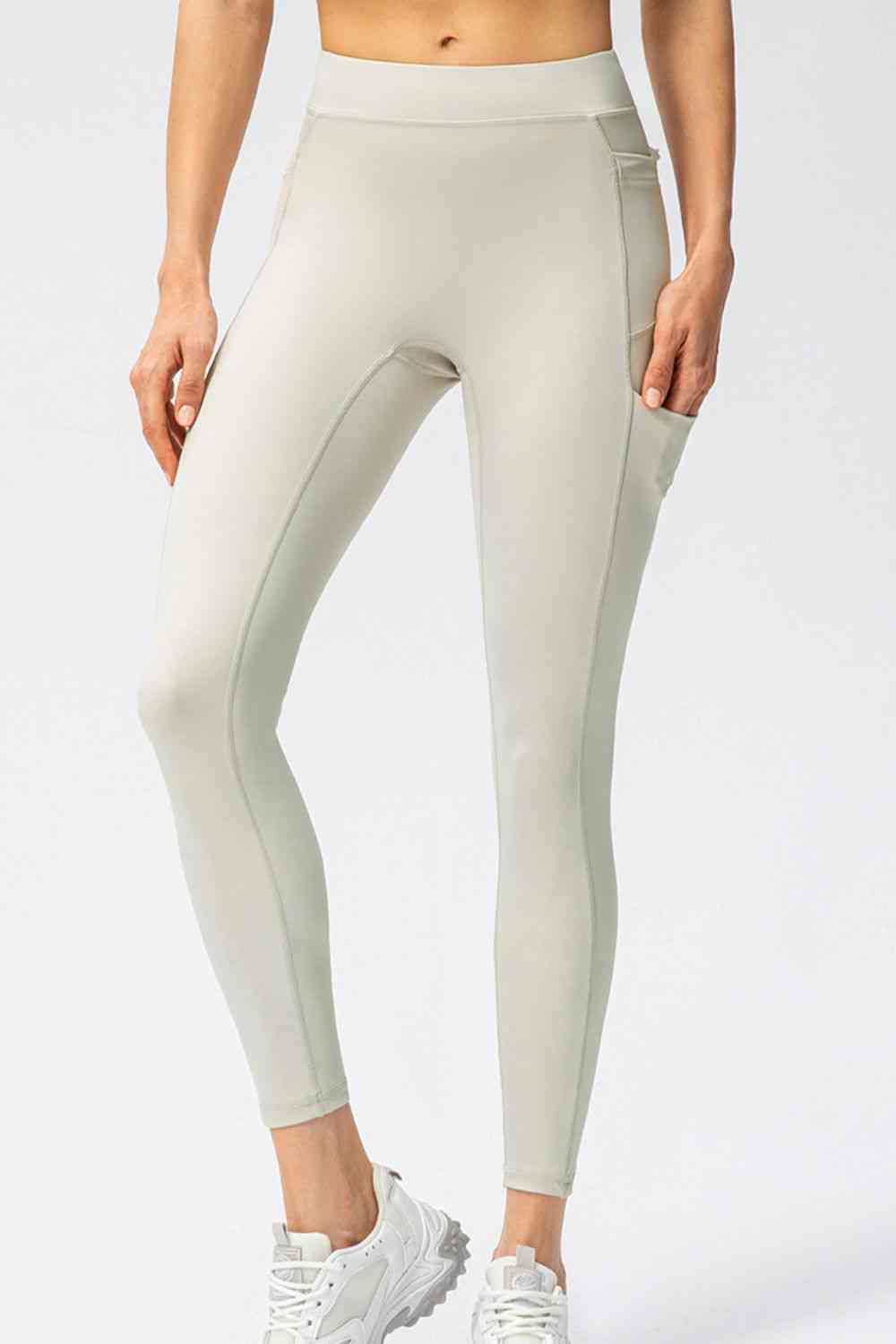 Full Size Slim Fit High Waist Long Sports Pants with Pockets - TiffanyzKlozet