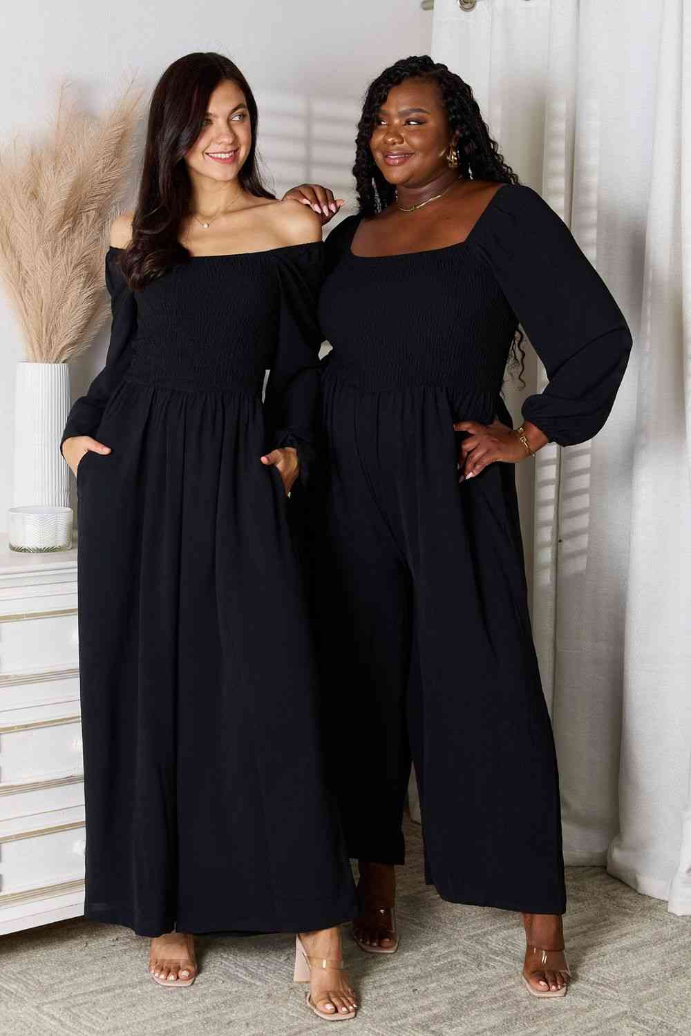 Double Take Square Neck Jumpsuit with Pockets - TiffanyzKlozet