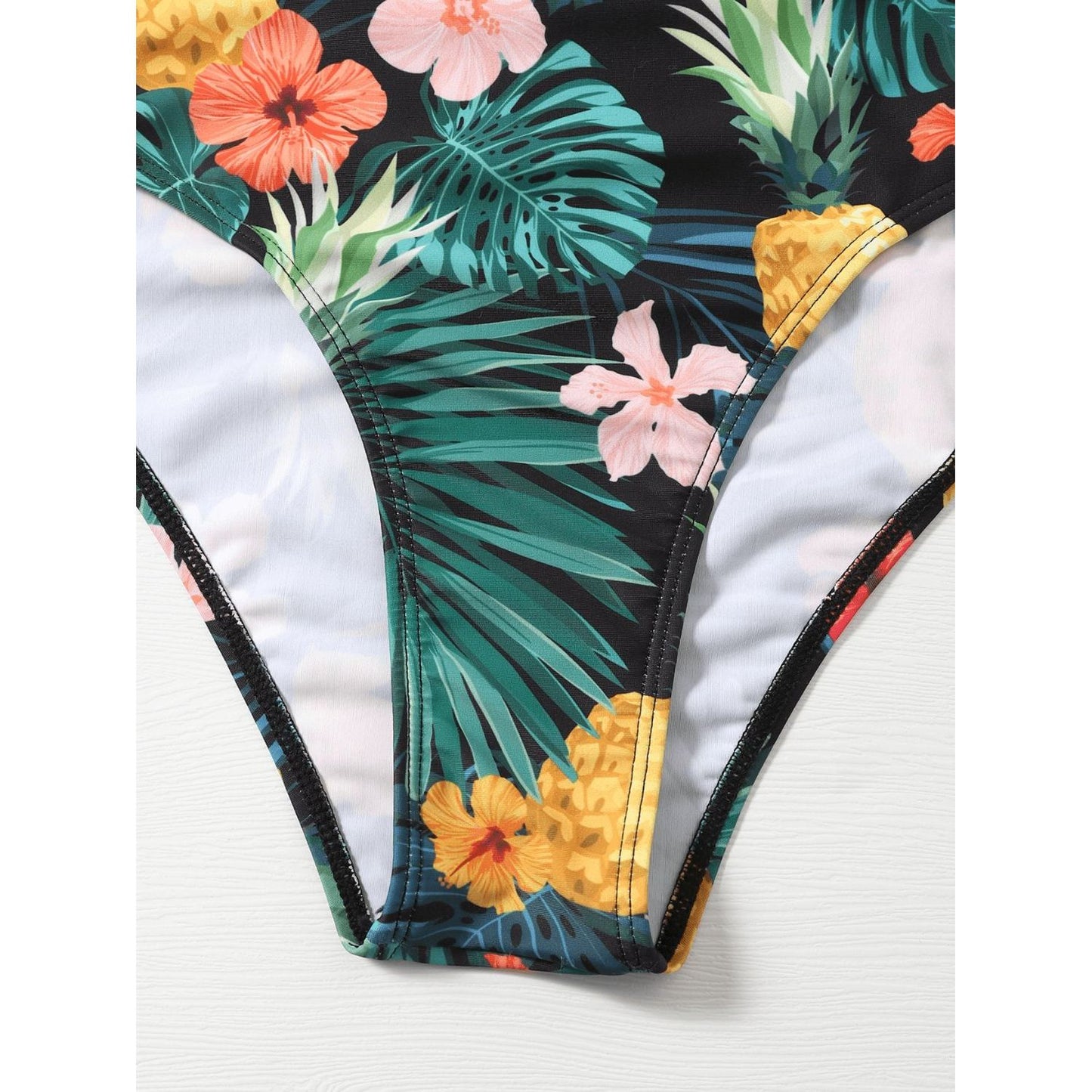 Botanical Print Cold-Shoulder One-Piece Swimsuit - TiffanyzKlozet