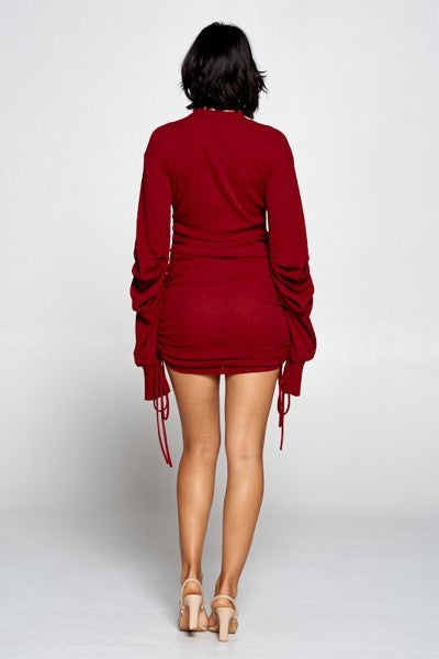 Solid Color Mock Neck Mini Bodycon Dress - TiffanyzKlozet