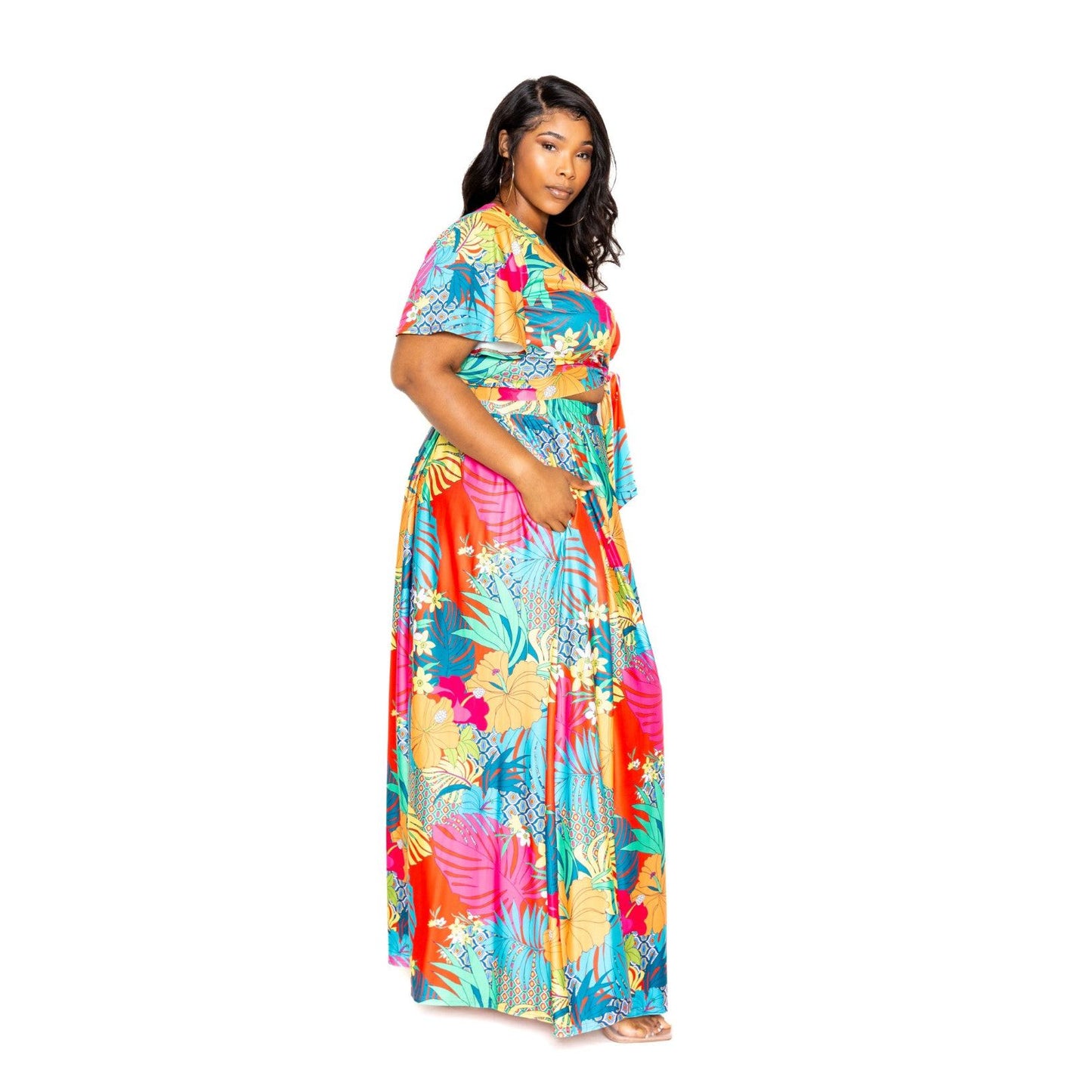Tropical floral maxi skirt & top set - TiffanyzKlozet