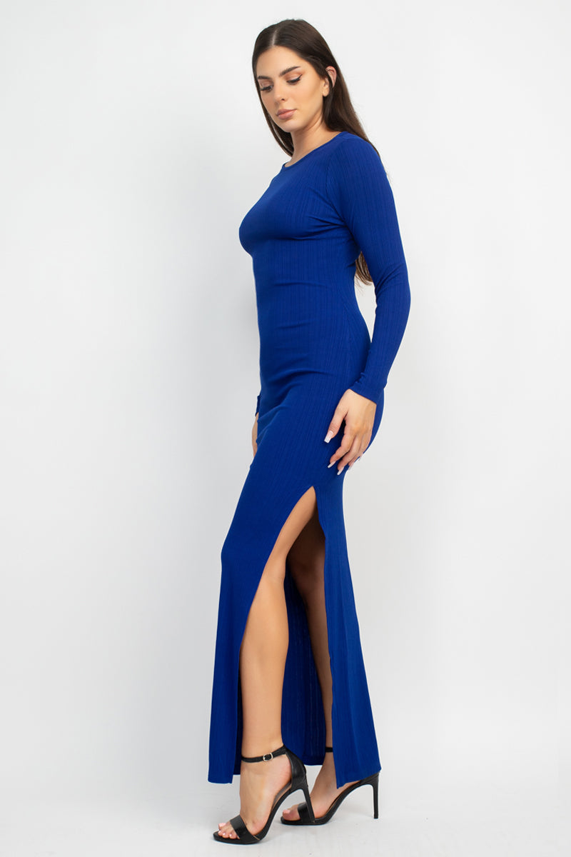 Side Slit Bodycon Maxi Dress - TiffanyzKlozet