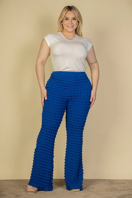 Plus Size Bubble Fabric Flare Pants - TiffanyzKlozet