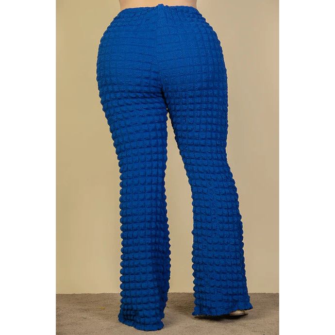 Plus Size Bubble Fabric Flare Pants - TiffanyzKlozet