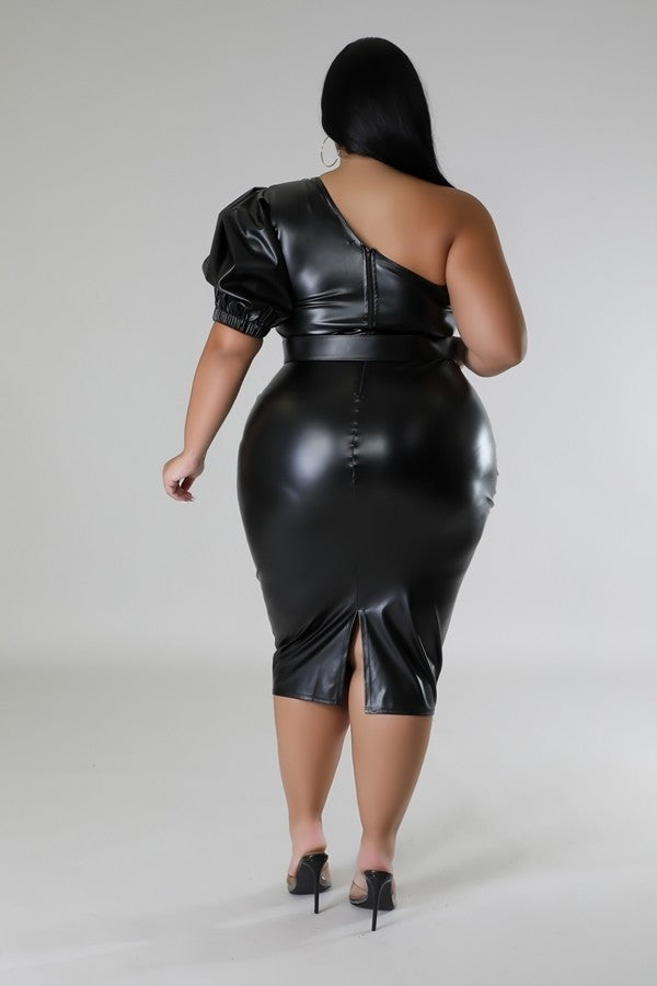 Faux Leather Semi-stretch Dress - TiffanyzKlozet