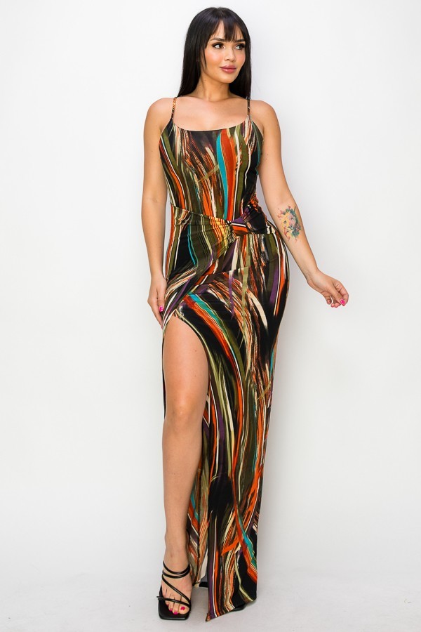 Split Thigh Multicolor Long Dress - TiffanyzKlozet