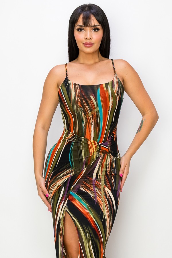 Split Thigh Multicolor Long Dress - TiffanyzKlozet