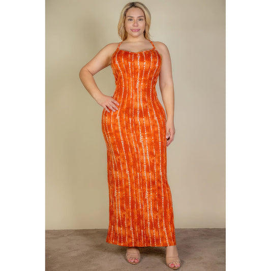 Isla Tie Dye Printed Cami Bodycon Maxi Dress - TiffanyzKlozet