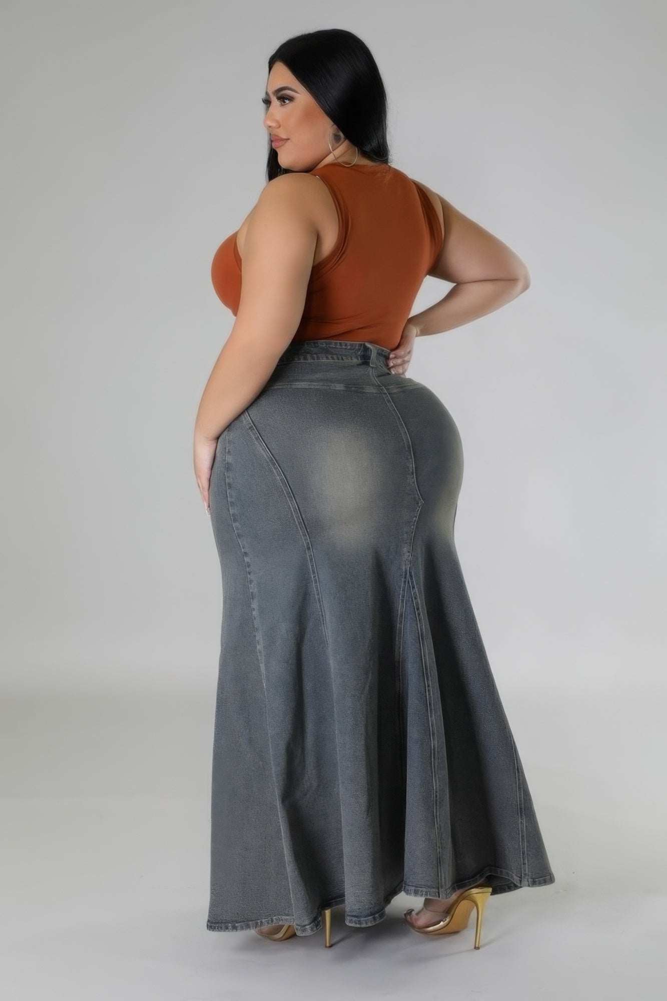 Riley High-waisted Denim Skirt - TiffanyzKlozet