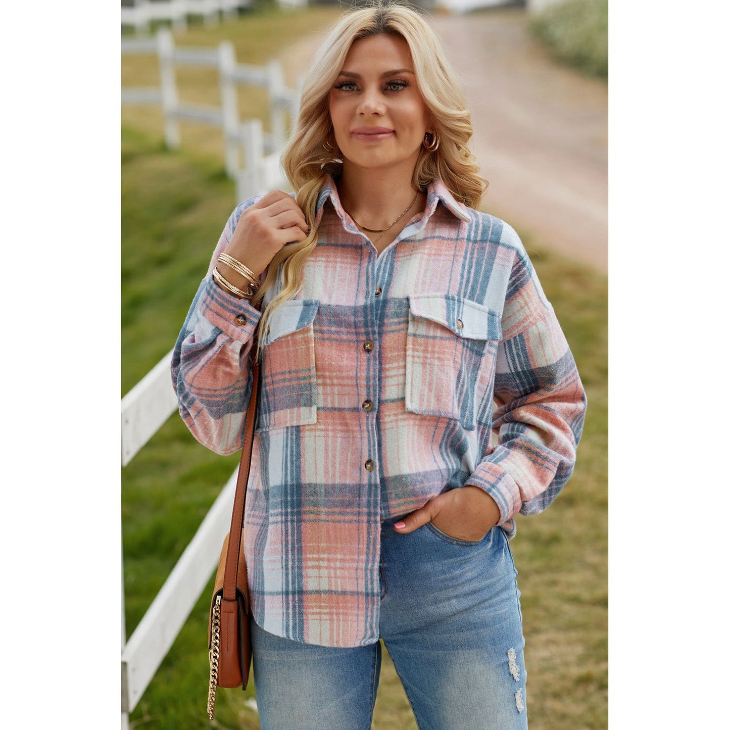 Plaid Dropped Shoulder Shacket - TiffanyzKlozet