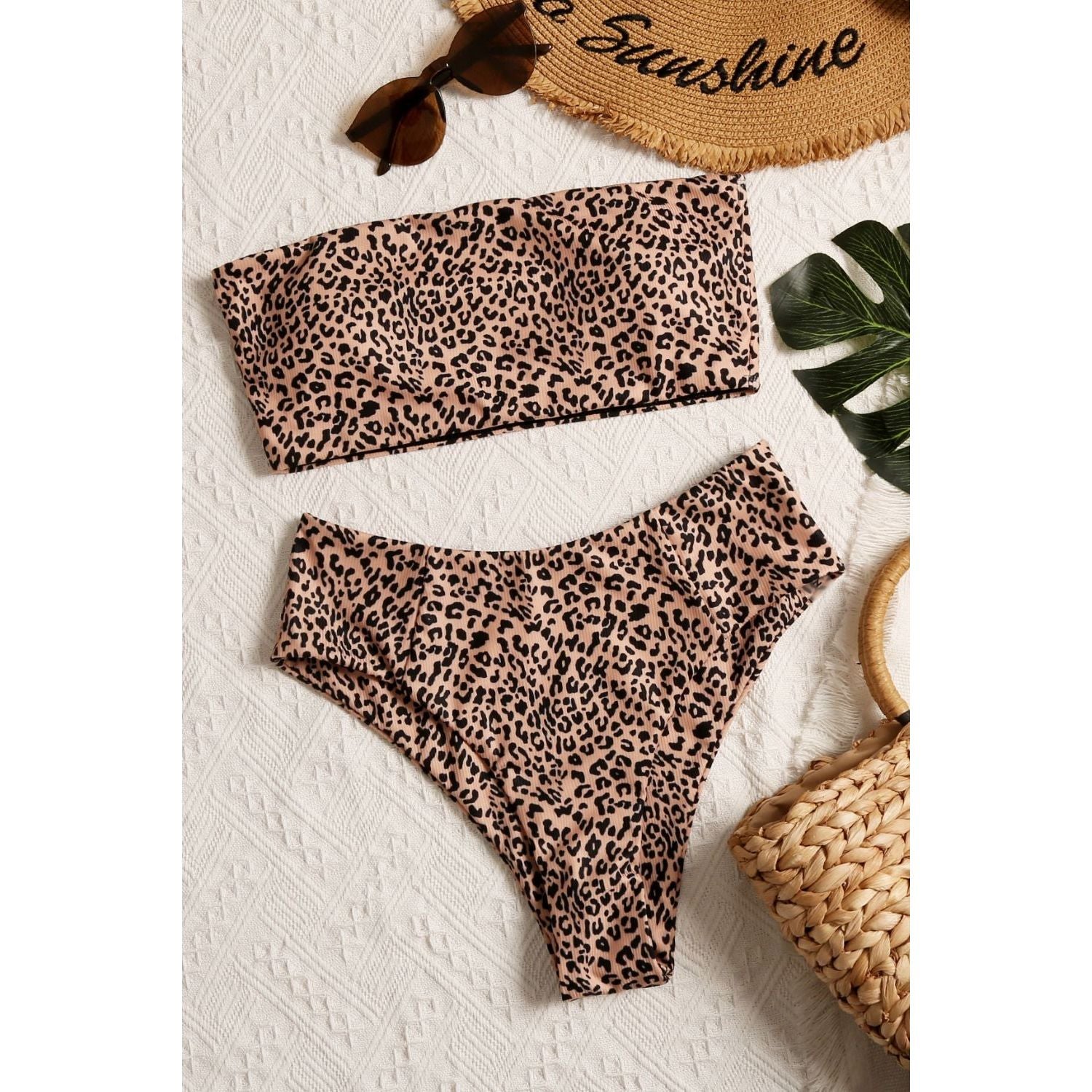 Leopard Swim Tube Top and Swim Bottoms Set - TiffanyzKlozet
