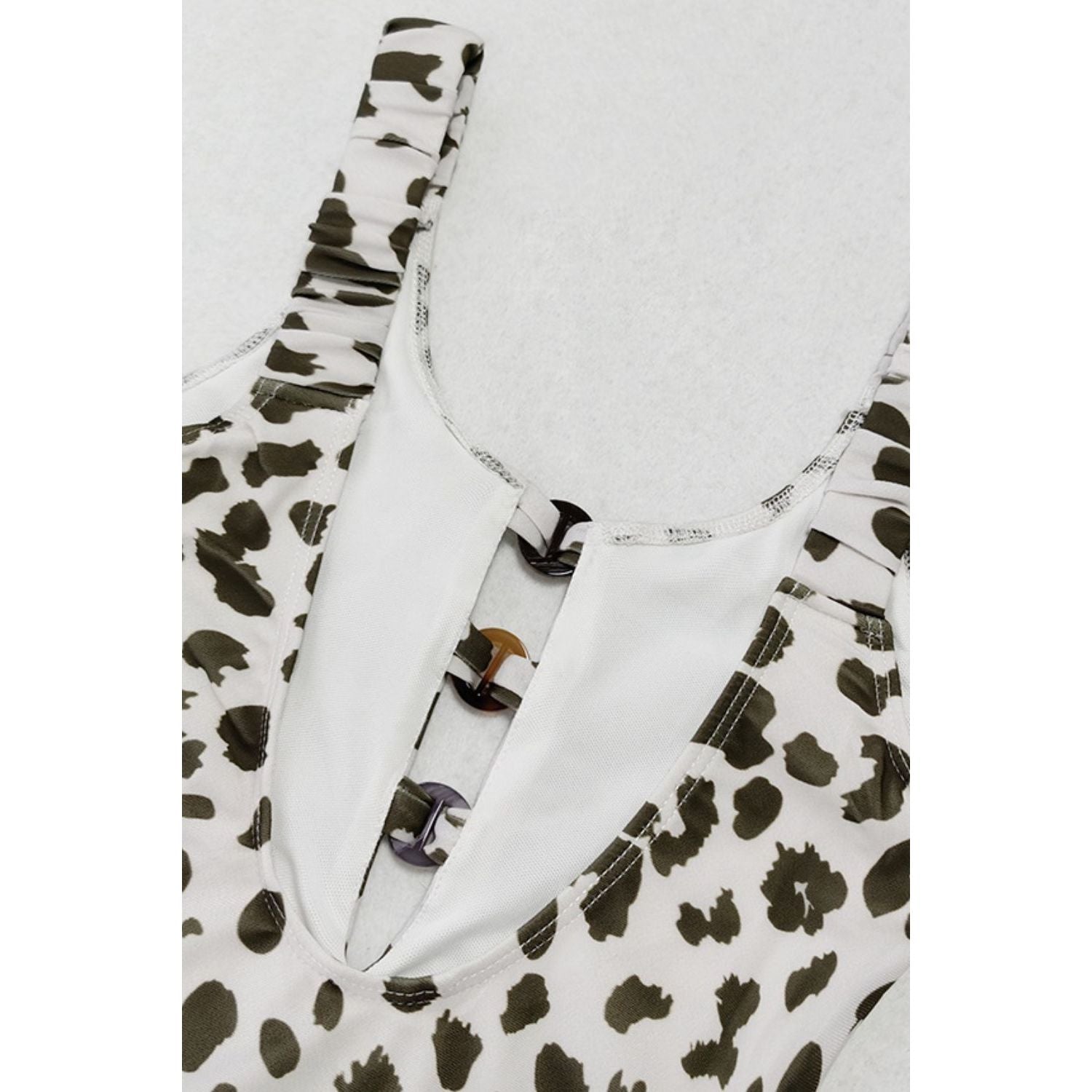 Leopard Print Cutout Lined One-Piece Swimsuit - TiffanyzKlozet