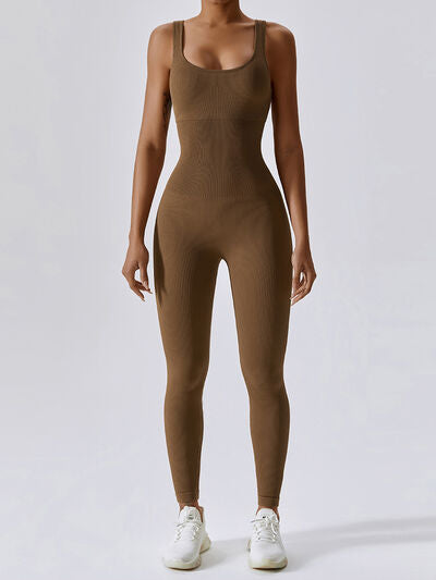 Wide Strap Sleeveless Active Jumpsuit - TiffanyzKlozet