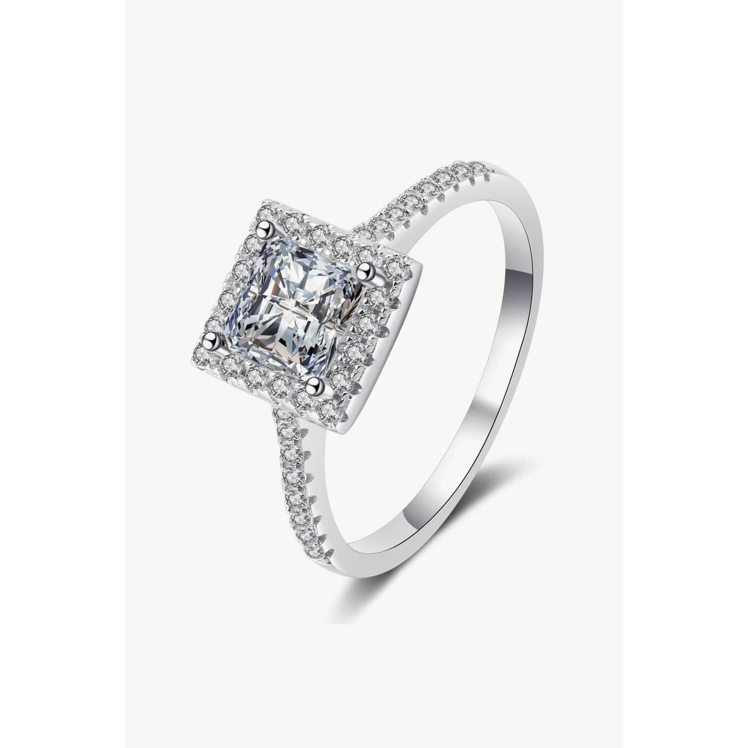Sterling Silver Square Moissanite Ring - TiffanyzKlozet
